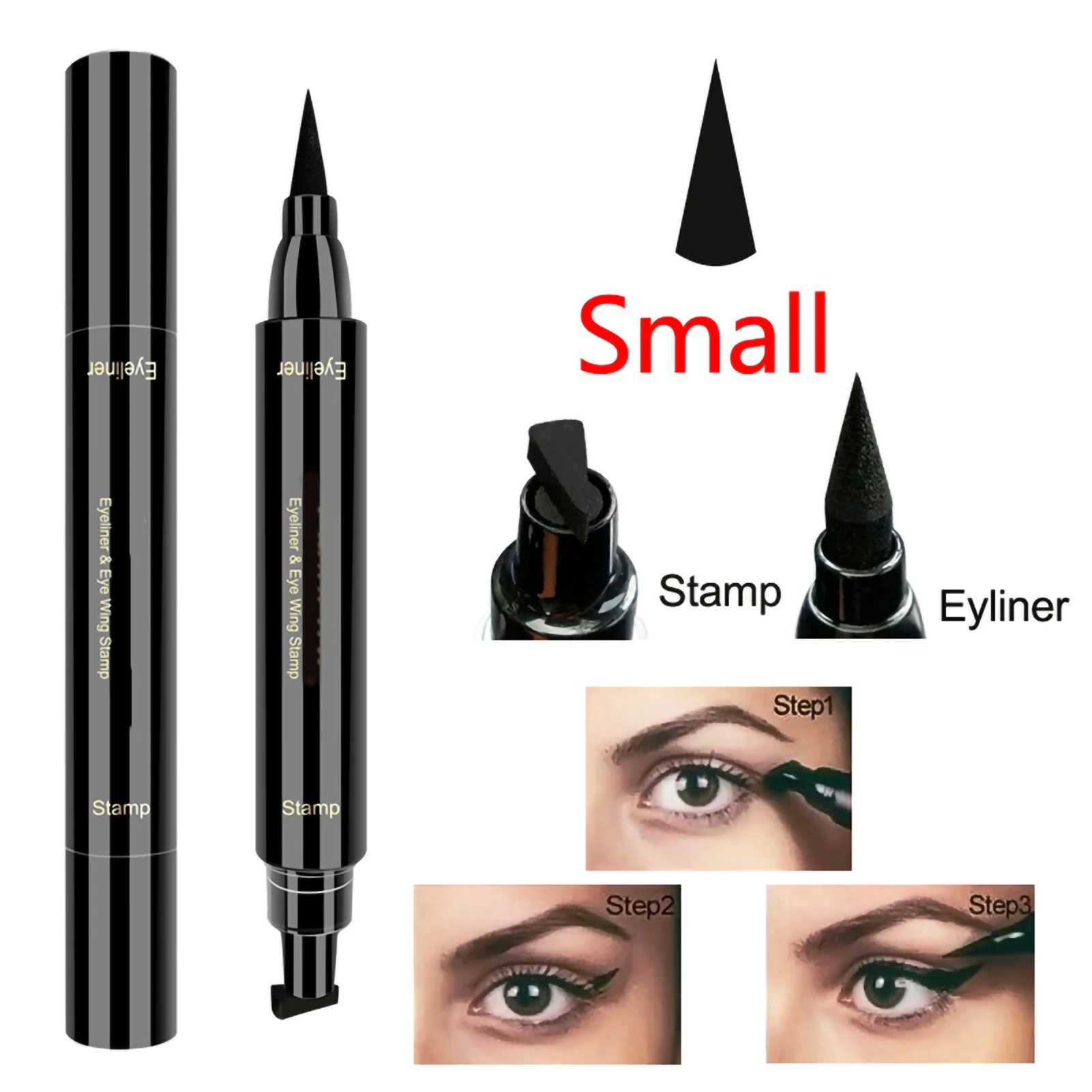 

"Waterproof Winged Eyeliner Stamp Pen for Vamp or Cat Eye - Smudge Proof & Long Lasting Dual-Ended Liquid Eye Liner"