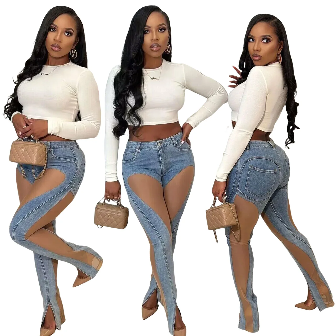 Mesh Patchwork Woman's Jeans 2023 Y2K Fashion High Waist Skinny Jeans Pencil Trousers Summer Streetwear Light Blue Denim Pants
Mesh Patchwork Woman's Jeans 2023 Y2K Fashion High Waist Skinny Jeans Pencil Trousers Summer Streetwear Light Blue Denim Pants
