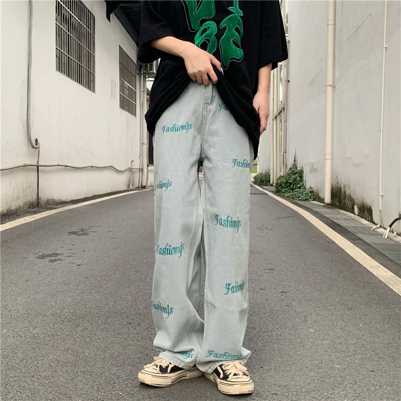 High Street Streetwear Hip Hop Vintage Washed Letter Embroidery Jeans Casual Loose Straight Wide Leg Denim Trousers Men Women
High Street Streetwear Hip Hop Vintage Washed Letter Embroidery Jeans Casual Loose Straight Wide Leg Denim Trousers Men Women