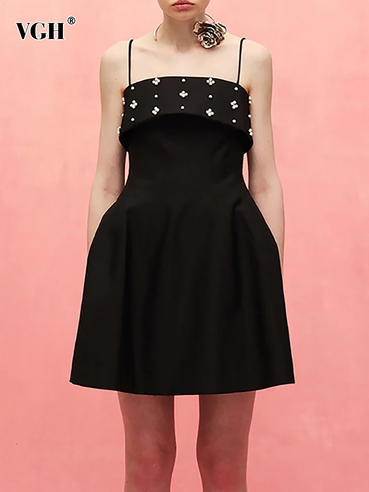 VGH Sexy Black Dress For Women Square Collar Sleeveless Patchwork Embroidered Flares Mini Dresses Female Fashion Summer Clothing
VGH Sexy Black Dress For Women Square Collar Sleeveless Patchwork Embroidered Flares Mini Dresses Female Fashion Summer Clothing