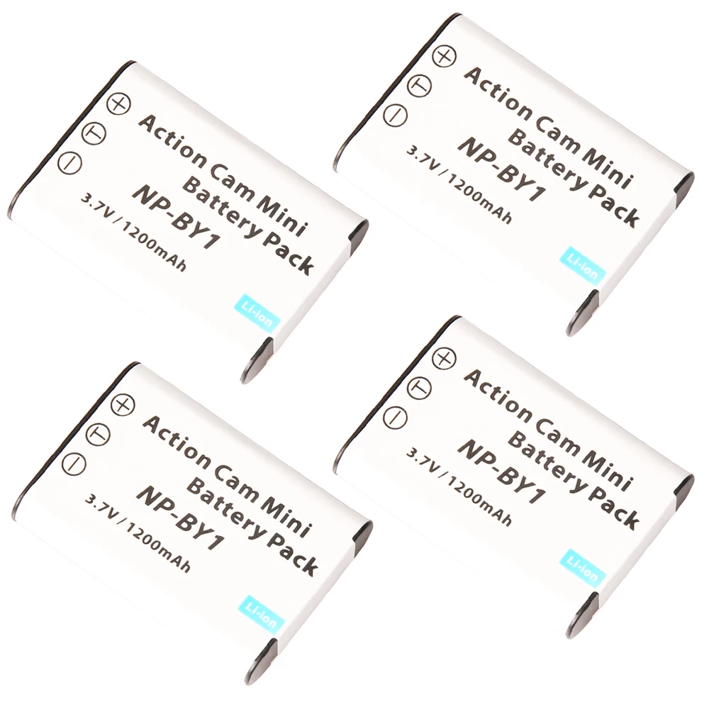 

4Pcs 3.7v 1200mAh NP BY1 NPBY1 NP-BY1 Li-Ion Rechargeable Battery Pack for Sony Action Cam Mini HDR-AZ1 mini Digital Cameras