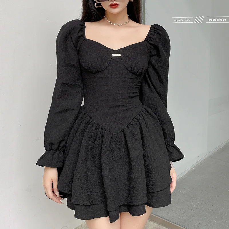 Sexy Square Collar Puff Sleeve Mini Dresses for Women Spring Sexy Slim Long Sleeve Solid Lady Elegant Vintage A-line Dress New
Sexy Square Collar Puff Sleeve Mini Dresses for Women Spring Sexy Slim Long Sleeve Solid Lady Elegant Vintage A-line Dress New