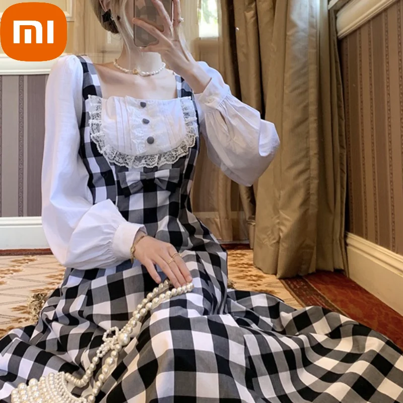 XIAOMI Autumn Lace Sweet France Vintage Dress Women Plaid Elegant Party Midi Dresses Female Long Slevee Designer Korean Dress
XIAOMI Autumn Lace Sweet France Vintage Dress Women Plaid Elegant Party Midi Dresses Female Long Slevee Designer Korean Dress