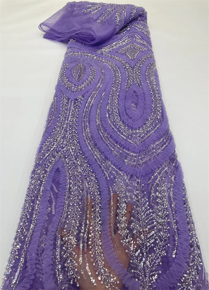 Purple African Lace Fabric 2023 High Quality French Mesh beads Lace Fabric Sequins Nigerian Lace Fabrics For Wedding dress
Purple African Lace Fabric 2023 High Quality French Mesh beads Lace Fabric Sequins Nigerian Lace Fabrics For Wedding dress