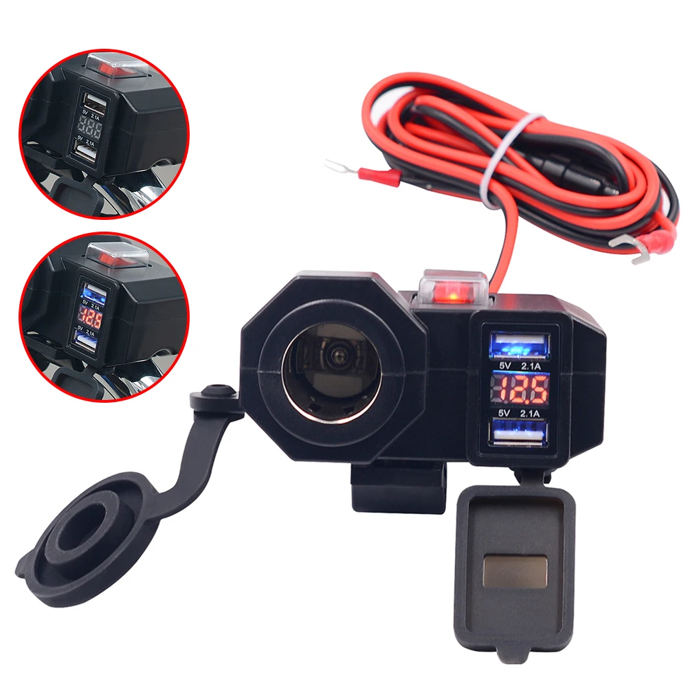 Motorcycle USB Charger With LED Voltmeter Waterproof 12V/24V Motorcycle Cigarette Lighter Socket Outlet Dual USB Charger Phone
Motorcycle USB Charger With LED Voltmeter Waterproof 12V/24V Motorcycle Cigarette Lighter Socket Outlet Dual USB Charger Phone