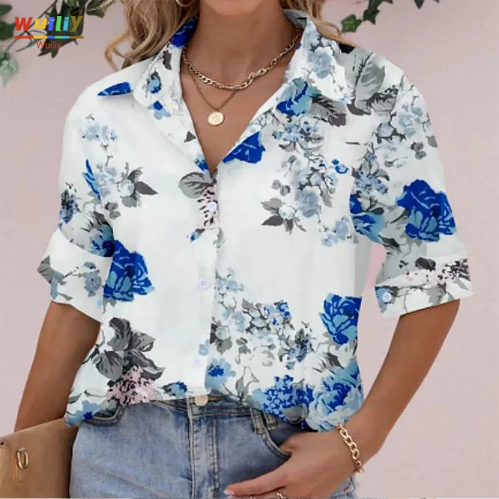 Women's Flower Graphic Theme Blouse Shirt Button Floral Print T-Shirt Collar Blue Bloom Streetwear Top Pattern Long Sleeves
Women's Flower Graphic Theme Blouse Shirt Button Floral Print T-Shirt Collar Blue Bloom Streetwear Top Pattern Long Sleeves