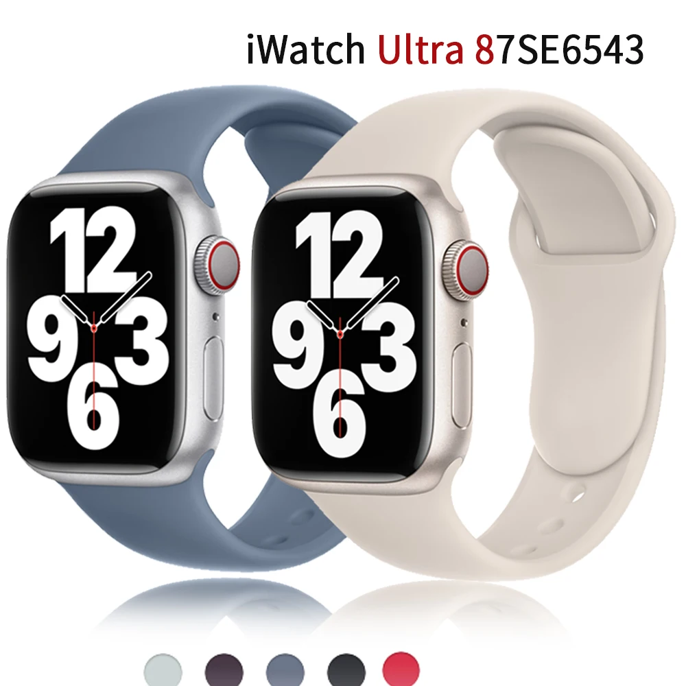 Silicone Strap For Apple Watch Band 45mm 49mm 44mm 41mm 40mm 42mm 38mm 44 45 mm bracelet iwatch Ultra series 8 76543se band 
Silicone Strap For Apple Watch Band 45mm 49mm 44mm 41mm 40mm 42mm 38mm 44 45 mm bracelet iwatch Ultra series 8 76543se band