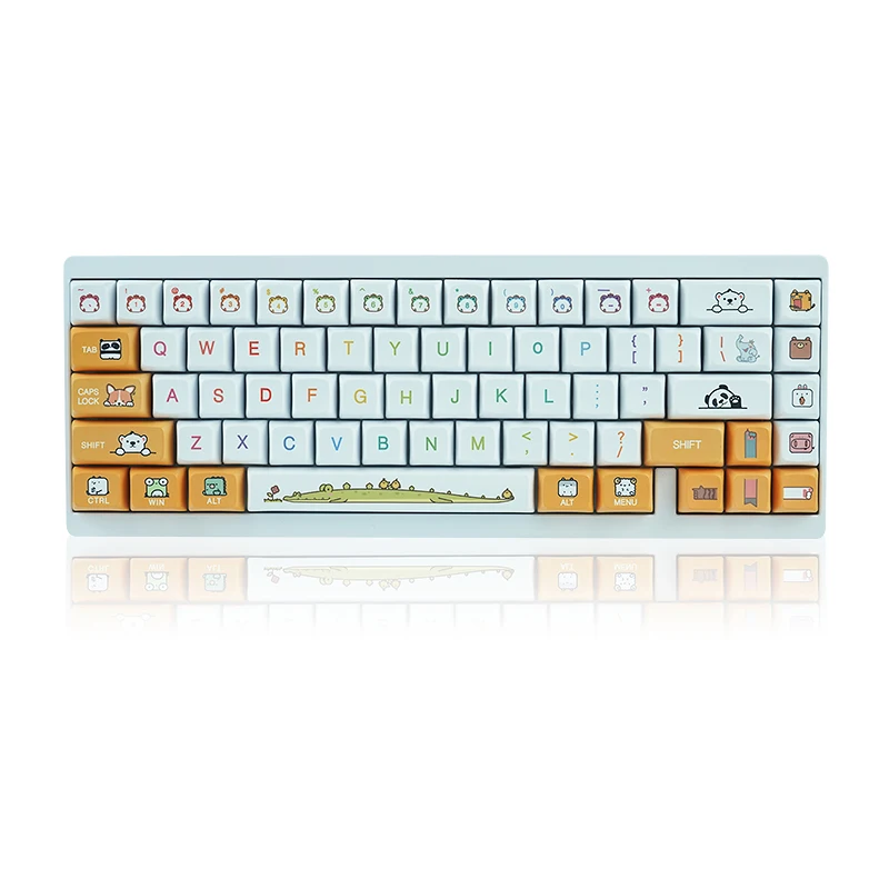 

Pbt Keycap большой набор милый животный тема термосублимационный процесс XDA хорошо подходит для механической клавиатуры Оранжевый Белый