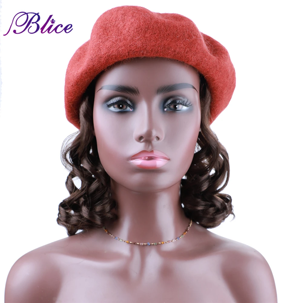 Blice шляпы парики синтетические вьющиеся удлинители волос с шапочкой винтажные береты однотонные элегантные для женщин