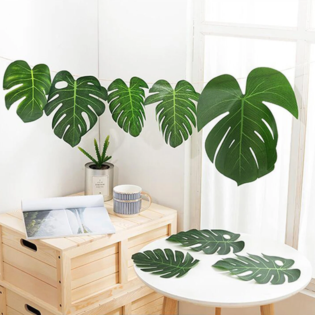12pcs Green Artificial Leaves Monstera Palm Leaves Beach Tropical Hawaii Hawaiian Party Decorations Wedding Birthday Supplies 
12pcs Green Artificial Leaves Monstera Palm Leaves Beach Tropical Hawaii Hawaiian Party Decorations Wedding Birthday Supplies