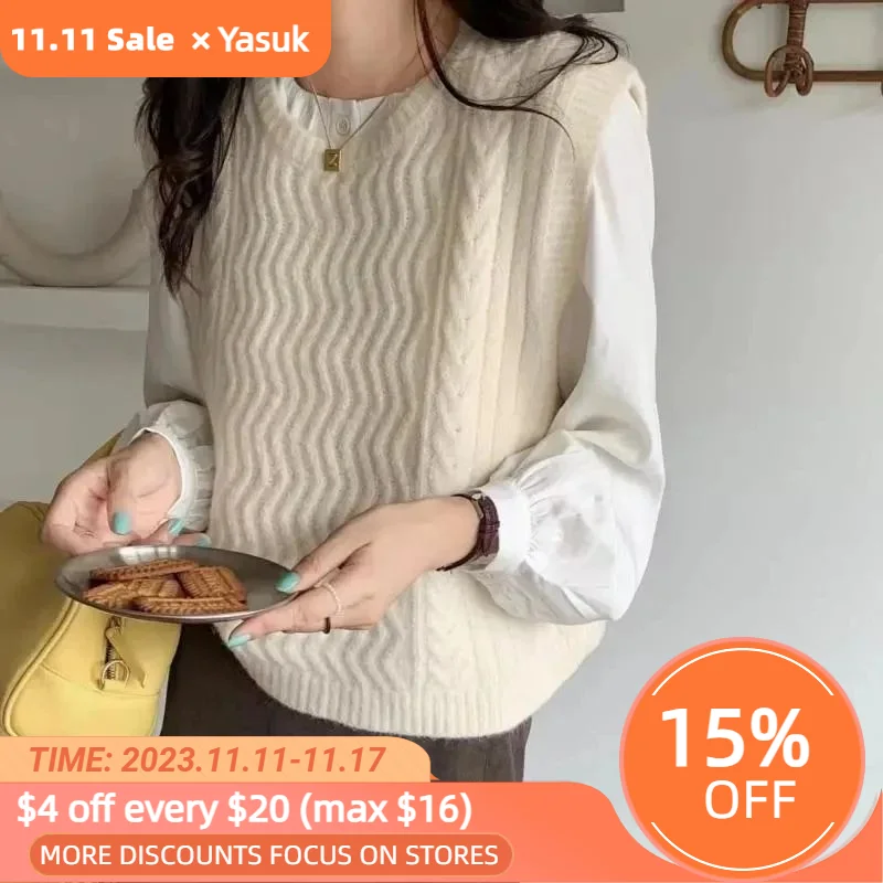 Yasuk All Season Casual Vest Women's Loose Knitted Top Sweater Gentle Versatile Retro Stripe Warm Girl Thick
Yasuk All Season Casual Vest Women's Loose Knitted Top Sweater Gentle Versatile Retro Stripe Warm Girl Thick
