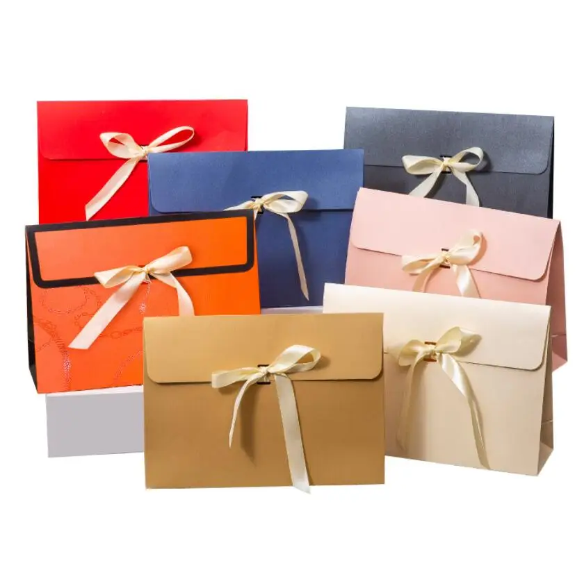 

5 шт. Подарочная коробка-конверт, складная упаковочная коробка для шарфов, подарочный бумажный пакет для свадебной вечеринки с лентой