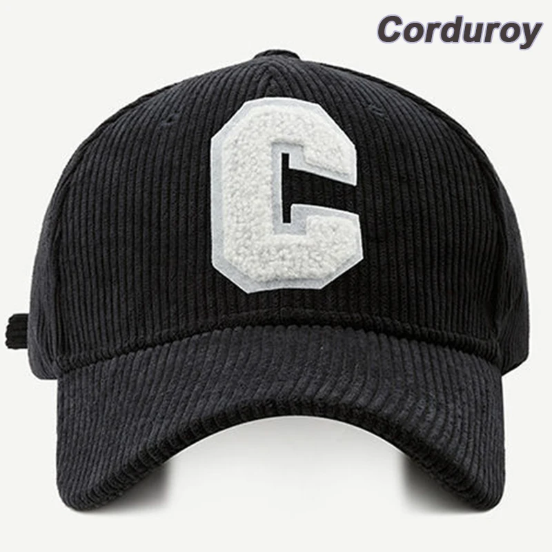 

Kpop Corduroy Baseball Caps Men Women Letter C Autumn Winter Warm Plush Hat Casual Sports Sun Hats Gorras Hombre Snapback Cap