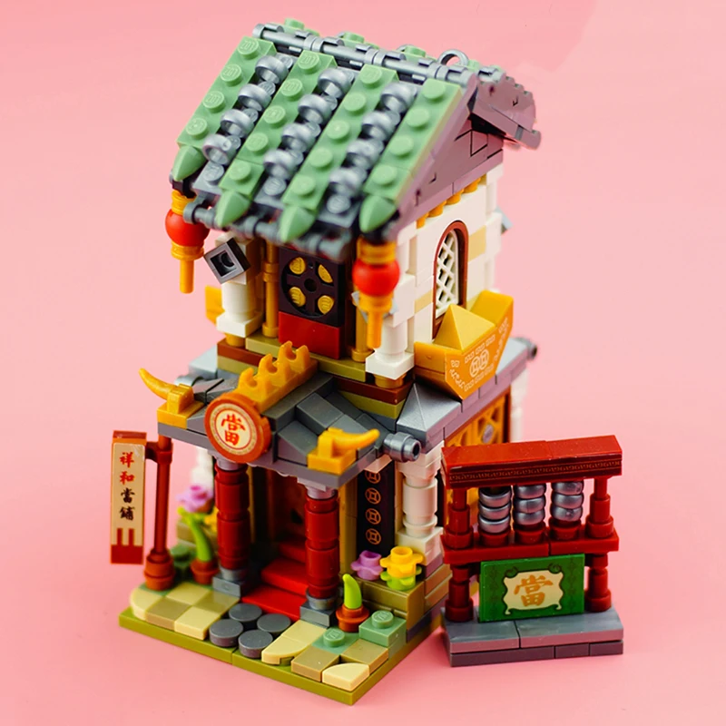 City Street Chinatown Pawnshop Auction House Shop Architecture 3D Model DIY Mini Blocks Bricks Building Toys for Children
City Street Chinatown Pawnshop Auction House Shop Architecture 3D Model DIY Mini Blocks Bricks Building Toys for Children