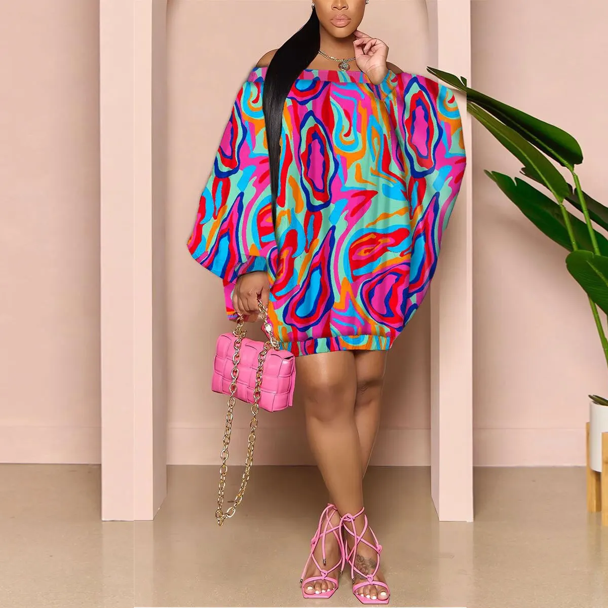 Летнее модное платье с принтом, женское повседневное свободное мини-платье с воротником-лодочкой и рукавом летучая мышь для женщин 
Летнее модное платье с принтом, женское повседневное свободное мини-платье с воротником-лодочкой и рукавом летучая мышь для женщин