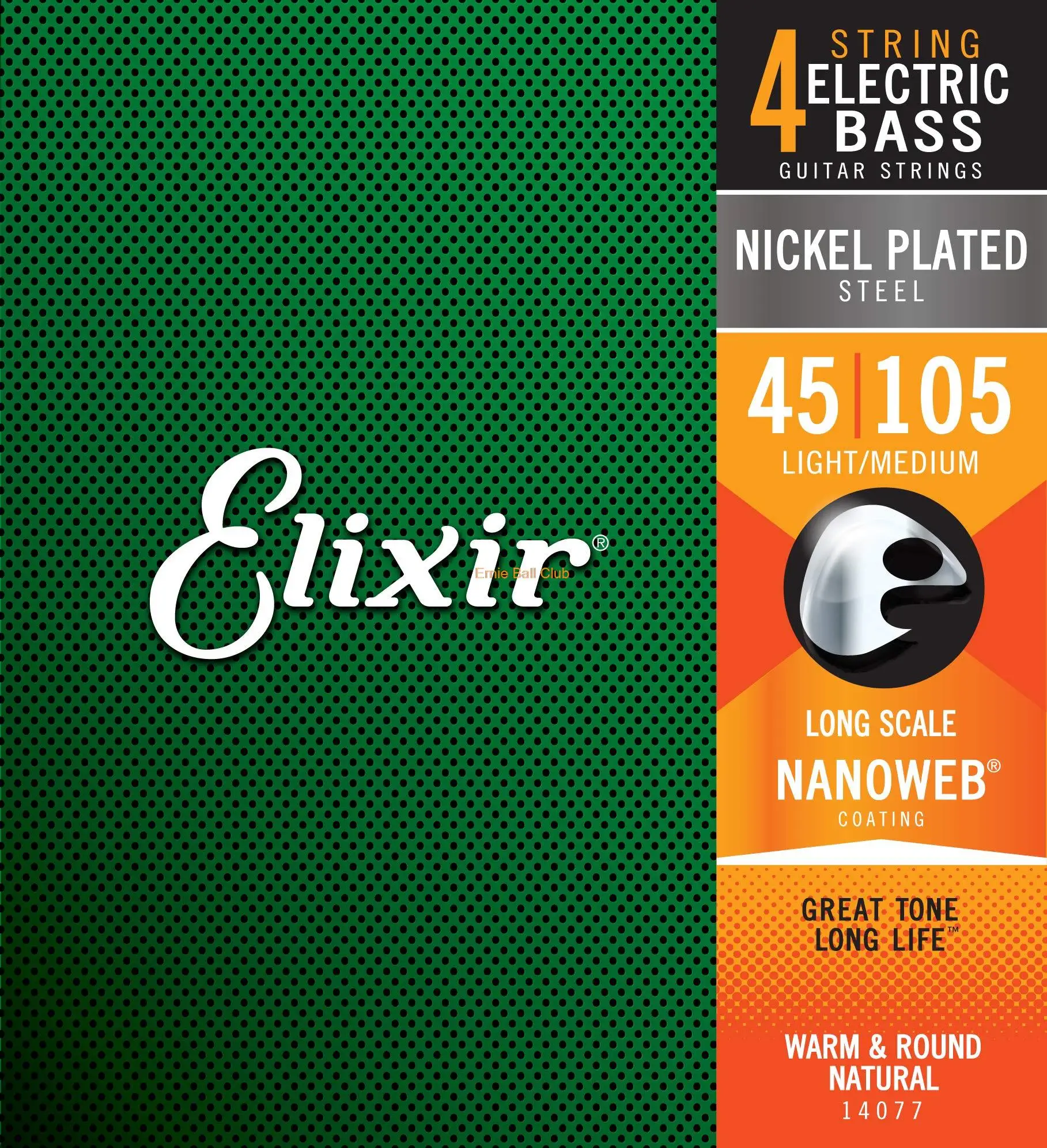 

Elixir 4 Strings 45-105 Nanoweb Coating Nickel Plated Steel Electric Bass Guitar Strings Light/Medium 14077, Ernie Ball 2832