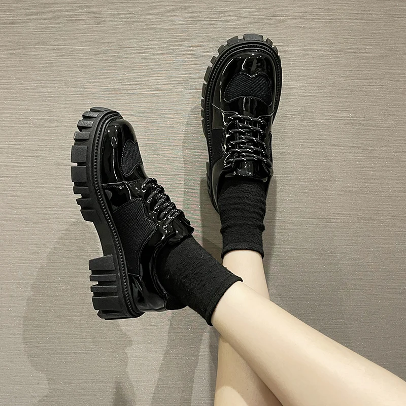 

Women Shoes Autumn Round Toe Clogs Platform Oxfords Loafers With Fur British Style Casual Female Sneakers Flats Shallow Mouth Fa