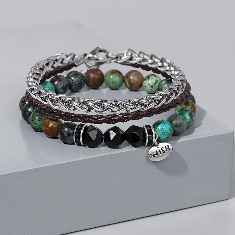 Multi-layer Leather Beaded Charm Bracelet Women Stainless Steel Link Chain Men's Couple Bracelets Homme Jewelry
Multi-layer Leather Beaded Charm Bracelet Women Stainless Steel Link Chain Men's Couple Bracelets Homme Jewelry