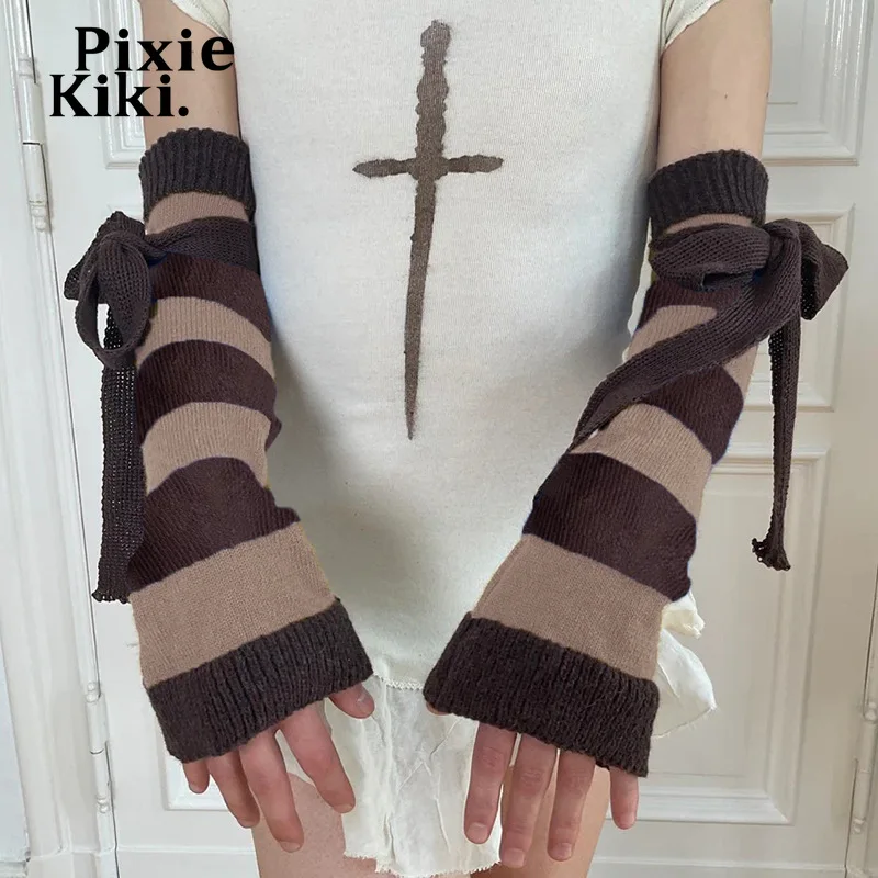 PixieKiki Brown Striped Knitted Arm Sleeves Y2k Accessories Knitwears Vintage Fashion Lace Up Arm Cuffs for Women P84-BC30
PixieKiki Brown Striped Knitted Arm Sleeves Y2k Accessories Knitwears Vintage Fashion Lace Up Arm Cuffs for Women P84-BC30