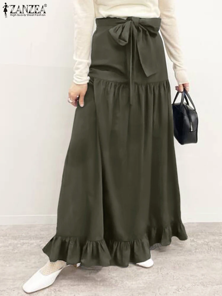 ZANZEA Summer Women Elegant High Waist Skirt Fashion Bow Tie Ruffles Hem Beach Holiday Skirt Faldas Saia A-line Long Skirts Jupe 
ZANZEA Summer Women Elegant High Waist Skirt Fashion Bow Tie Ruffles Hem Beach Holiday Skirt Faldas Saia A-line Long Skirts Jupe