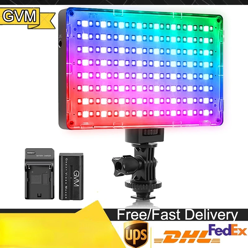 GVM RGB Video Light With APP Control 360 ° Full Color Led DSLR Camera Light 3200K-5600K Rechargable Led Video Lighting Panel 
GVM RGB Video Light With APP Control 360 ° Full Color Led DSLR Camera Light 3200K-5600K Rechargable Led Video Lighting Panel