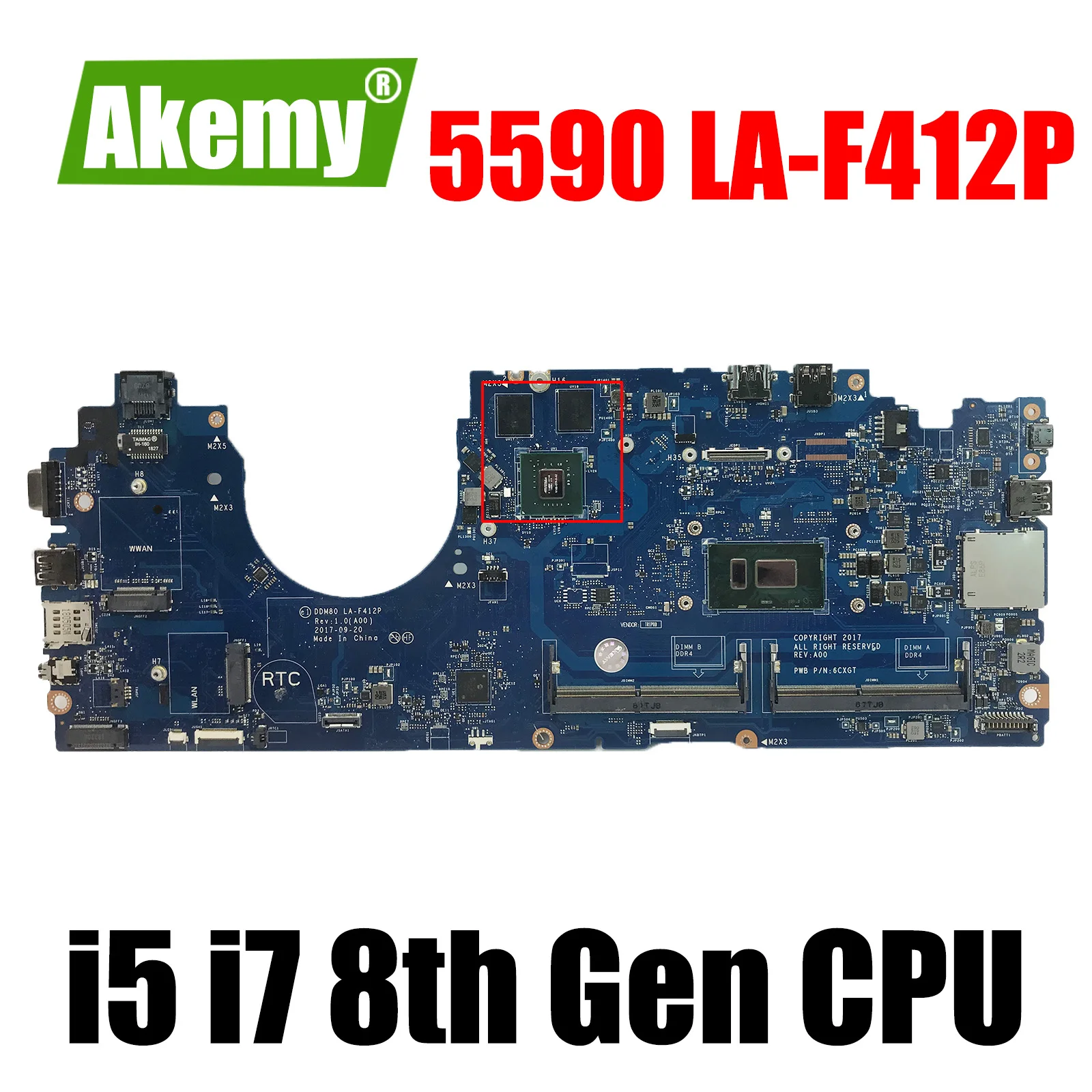 For Dell Latitude 5590 Laptop Motherboard Intel i5 i7 8th Gen CPU MX130 GPU CN-0630XH CN-0P50J0 Mainboard DDM80 LA-F412P
For Dell Latitude 5590 Laptop Motherboard Intel i5 i7 8th Gen CPU MX130 GPU CN-0630XH CN-0P50J0 Mainboard DDM80 LA-F412P