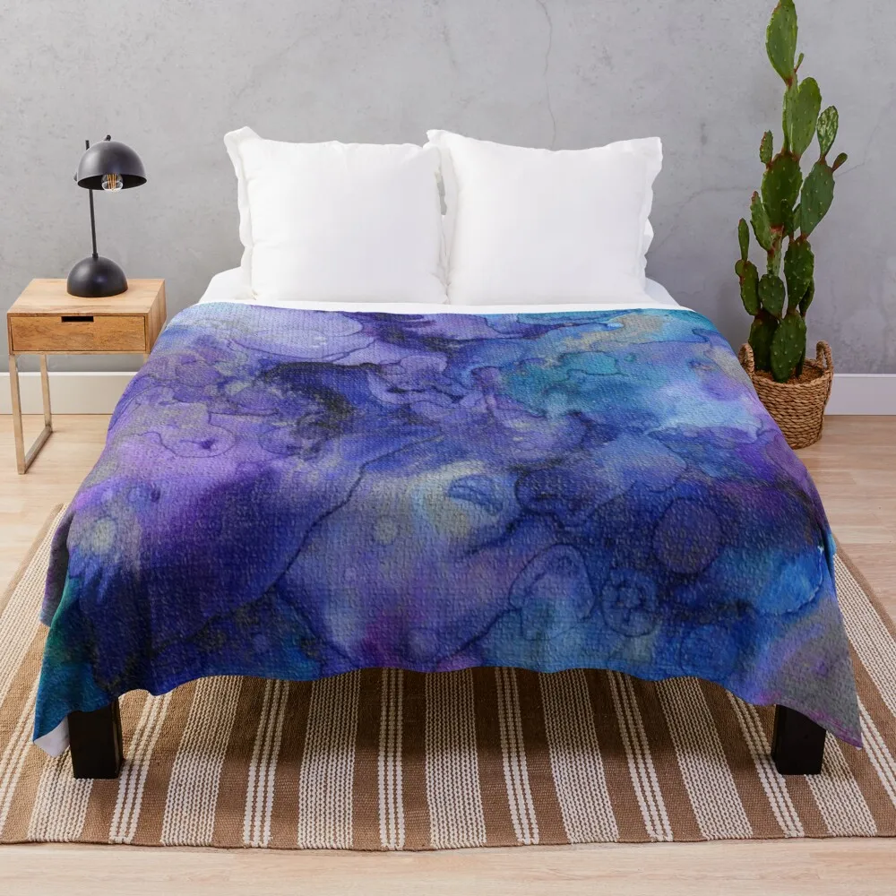 

Purple and turquoise blue textured watercolor Throw Blanket Fluffy Blanket Giant Sofa Blanket