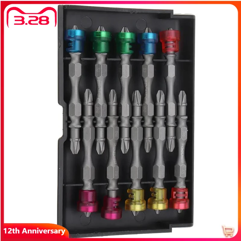 10Pcs Double Head 65mm Magnetic Screwdriver Bit Set S2 Alloy PH2 Phillips 1/4 Inch Hex Shank Electric Screwdriver Kit
10Pcs Double Head 65mm Magnetic Screwdriver Bit Set S2 Alloy PH2 Phillips 1/4 Inch Hex Shank Electric Screwdriver Kit