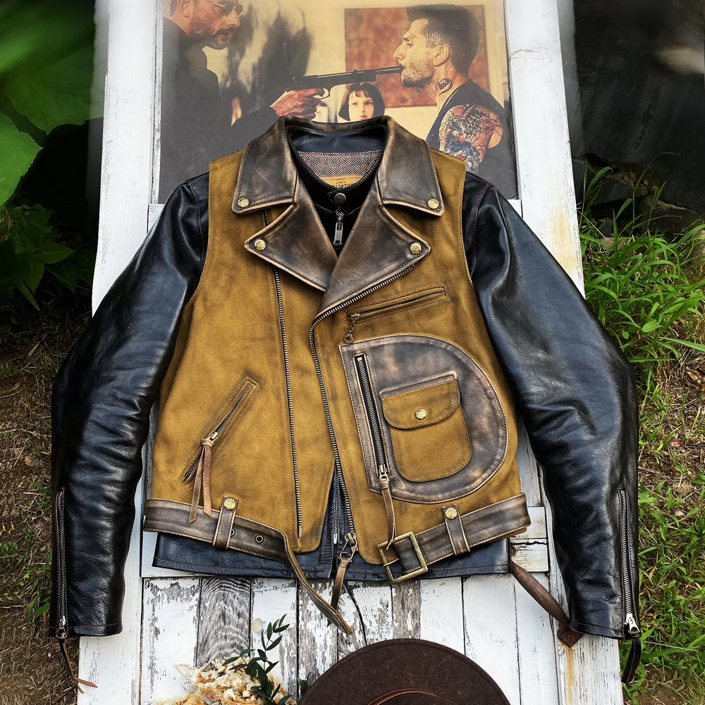 Tailor Brando Authentic! J-151 High Quality Japanese Hyogo Cowhide Stitching 22OZ Oil Qax Canvas Retro Motorcycle Vest
Tailor Brando Authentic! J-151 High Quality Japanese Hyogo Cowhide Stitching 22OZ Oil Qax Canvas Retro Motorcycle Vest