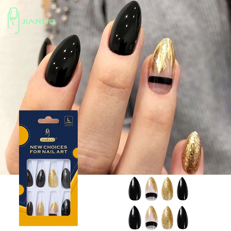 JIARUO 24PCS/BOX Short Almond Press Nails Black and Gold Glitter Y2k Charms Nails Full Coverage Nail Stickers Kit Nail Stickers
JIARUO 24PCS/BOX Short Almond Press Nails Black and Gold Glitter Y2k Charms Nails Full Coverage Nail Stickers Kit Nail Stickers