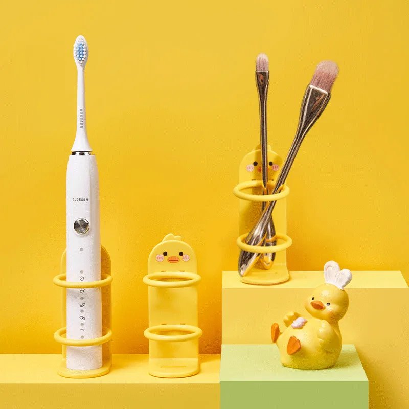 

Toothbrush Holder Plastic Duck Toothpaste Dispenser Wall Mounted Storage Rack Electric Toothbrush Base Bathroom Accessories