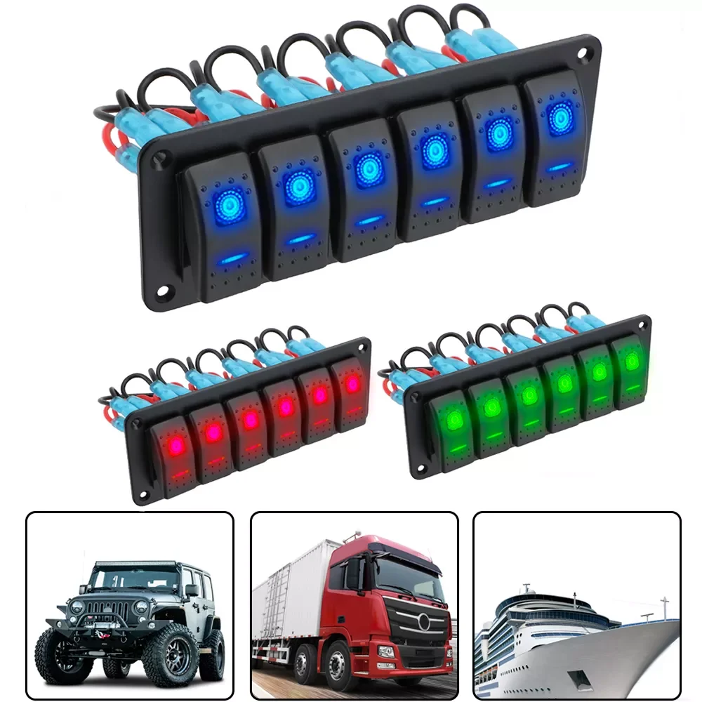 24V 6 Gang Double Light Switch ON-OFF Rocker Switch Panel LED Toggle Switch Panels For Car Truck Caravan RV Camper Marine 
24V 6 Gang Double Light Switch ON-OFF Rocker Switch Panel LED Toggle Switch Panels For Car Truck Caravan RV Camper Marine