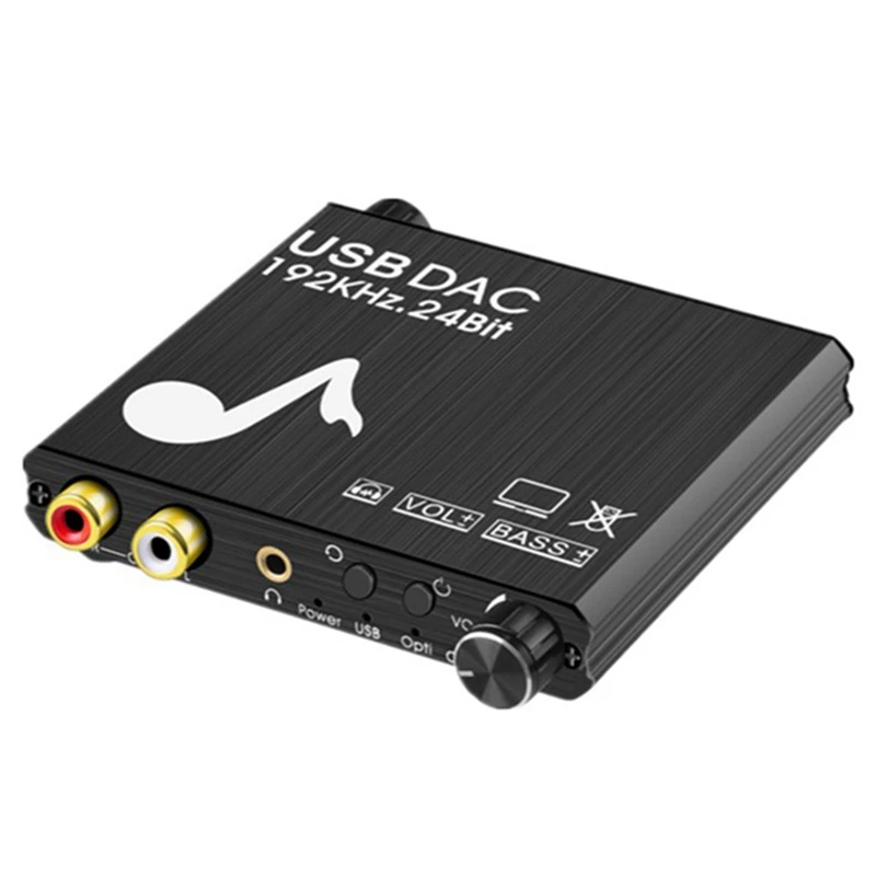 

NEW-Digital To Analog Audio Converter, Bass Volume Adjustment, USB Sound Card DAC Converter 192KHZ Coaxial Converter