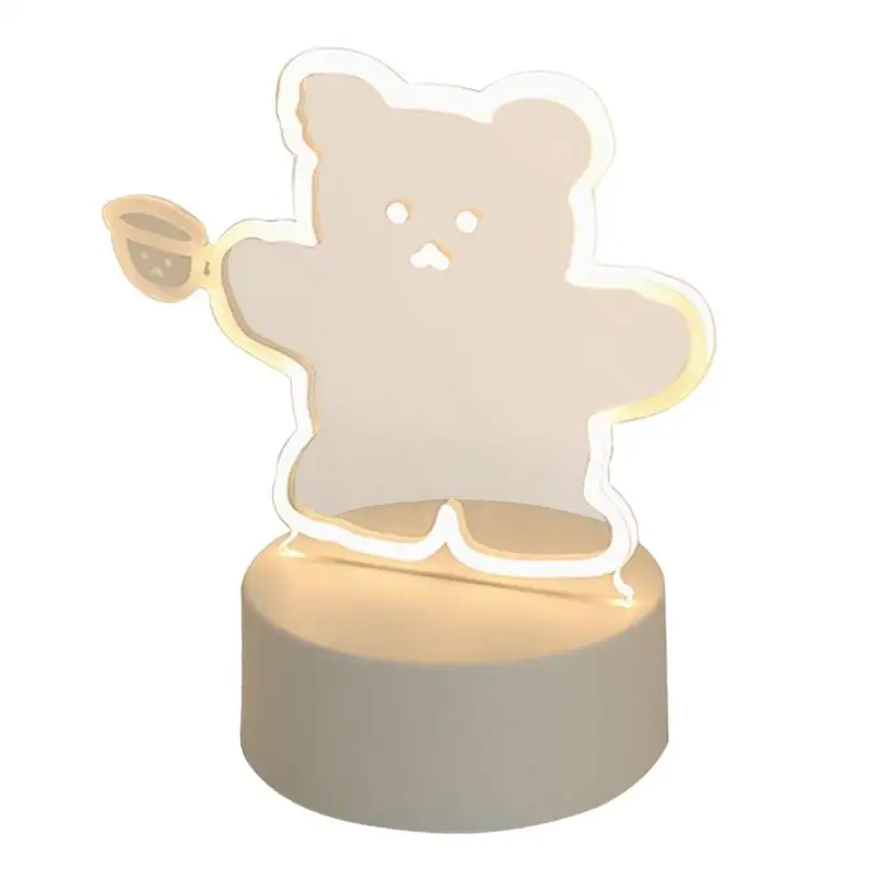 

Акриловая Ночная светодиодная лампа, мультяшный медведь с USB-зарядкой, прикроватная лампа, атмосферная лампа, декор для рождественской вече...
