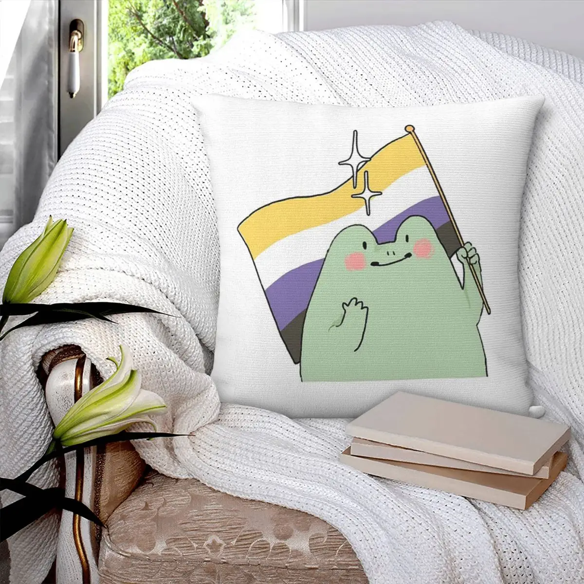 Квадратная наволочка nondouble Pride Frog из полиэстера декоративная комфортная