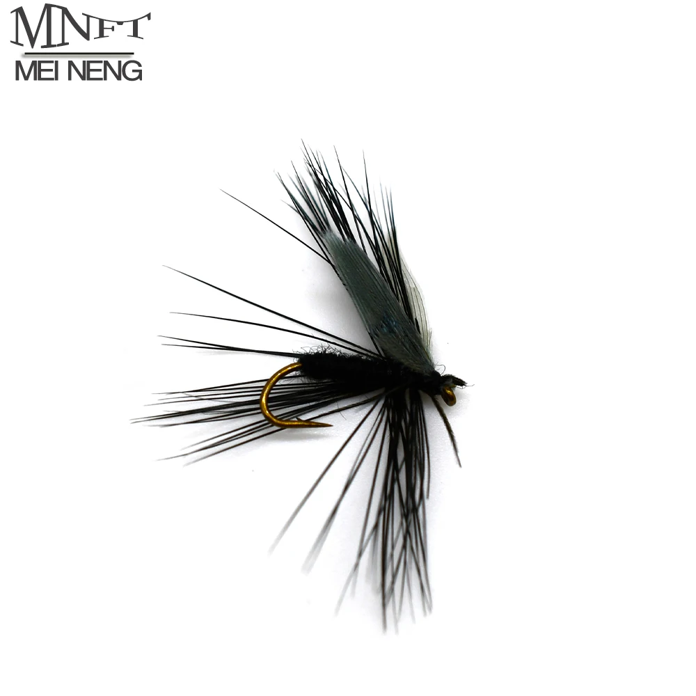 

MNFT 10PCS 10# Fishing Baits Grey Drake Wing Black Dry Flies Larvae Fly For Trout Fresh Water Fishing Lures