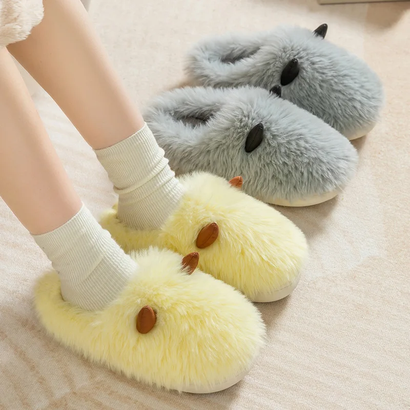 

Winter Cartoon Slipper Women Man Home Indoor Shoes Warm Plush Shoes Soft Unisex House Slippers Hairy Thick Soled Floor Shoes