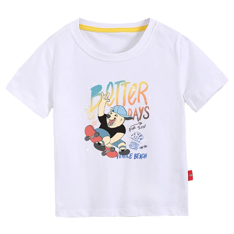 Детская летняя футболка с коротким рукавом и круглым вырезом 
Детская летняя футболка с коротким рукавом и круглым вырезом