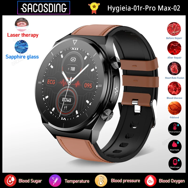 Sapphire Glass Smartwatch ECG Blood Sugar Blood Lipids Blood Pressure Temperature Health Monitoring Laser Therapy Smart Watches
Sapphire Glass Smartwatch ECG Blood Sugar Blood Lipids Blood Pressure Temperature Health Monitoring Laser Therapy Smart Watches