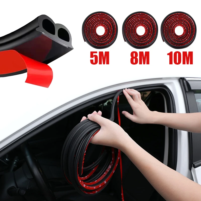 

5/8/Meters B Type Car Door Seal Strips Noise Insulation Windproof Weatherstrip Rubber Seals Sticker Auto Interior Accessories