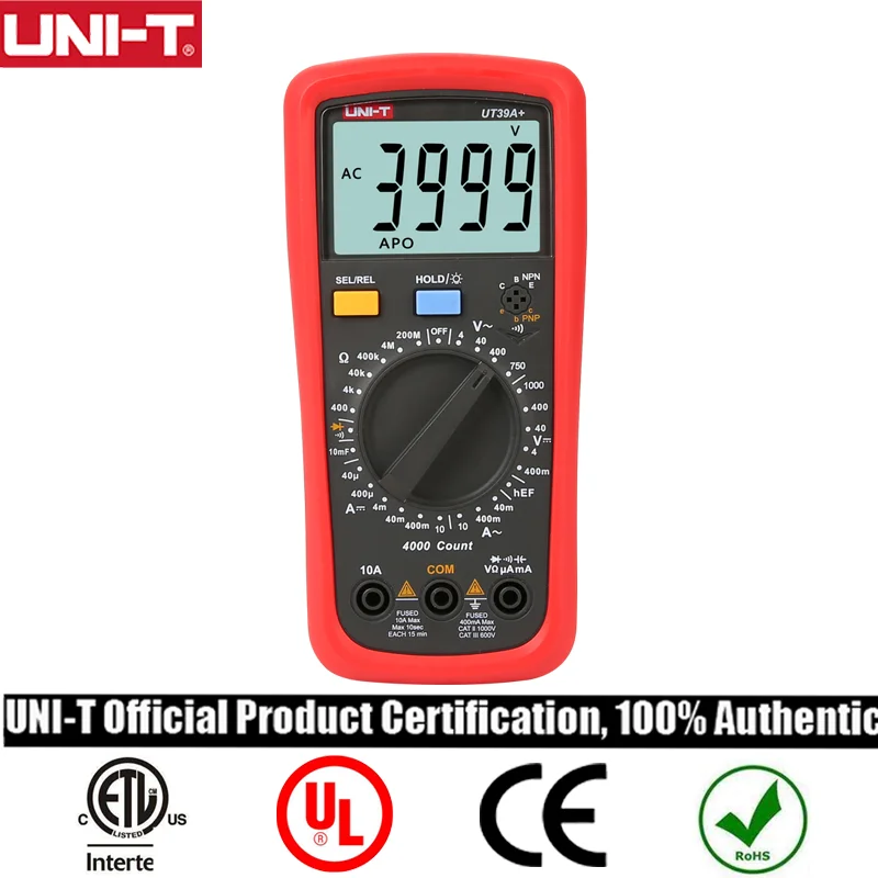 UNI-T 1000V handheld digital multimeter automatic range true RMS value UT39A+/UT39C+/UT39E+ AC/DC 20A Tool тонер тестер rg6 
UNI-T 1000V handheld digital multimeter automatic range true RMS value UT39A+/UT39C+/UT39E+ AC/DC 20A Tool тонер тестер rg6