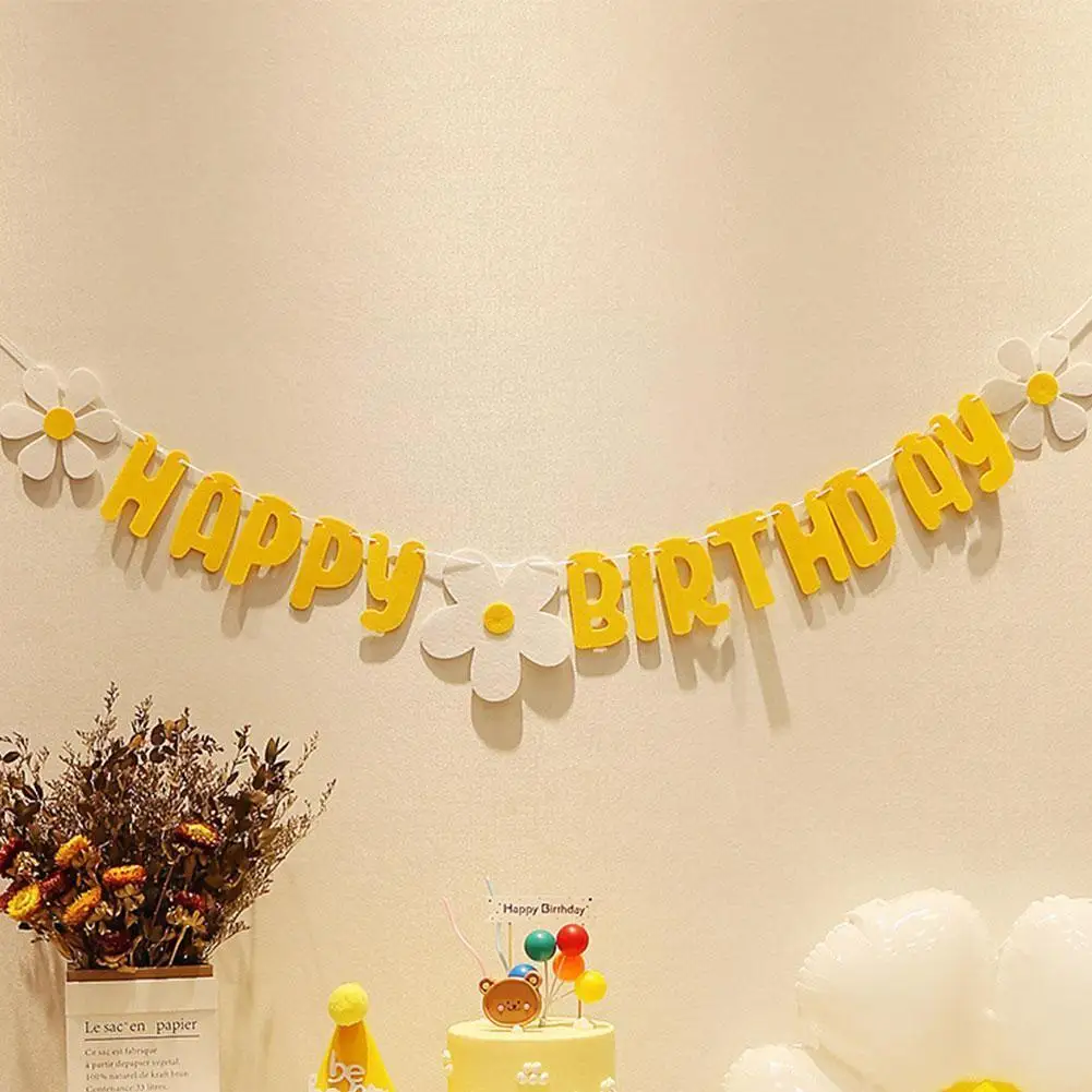 Baby Shower Non Woven Daisy Happy Birthday Party Decorations White Flower Garland Yellow Flag Gift For Kids Boy Girl L3z7
Baby Shower Non Woven Daisy Happy Birthday Party Decorations White Flower Garland Yellow Flag Gift For Kids Boy Girl L3z7