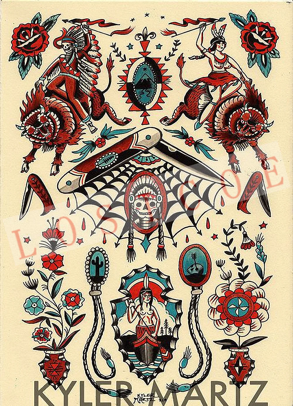 Personality Tattoos Design posters Hanging Painting HD nostalgia retro kraft paper Inkjet printing art Bar cafe home Decoration
Personality Tattoos Design posters Hanging Painting HD nostalgia retro kraft paper Inkjet printing art Bar cafe home Decoration