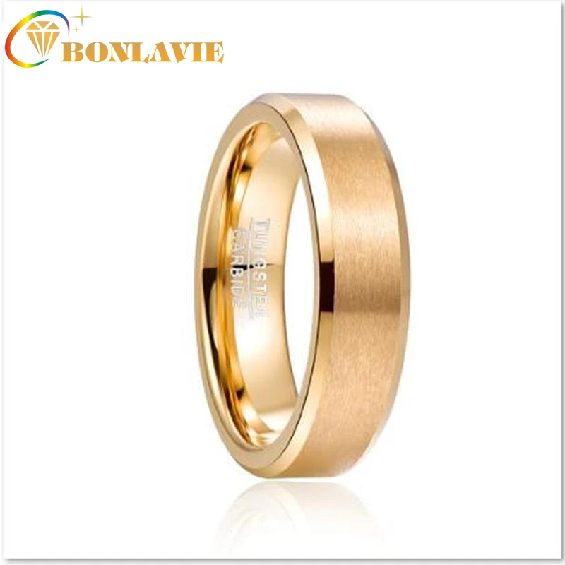 BONLAVIE 6mm Tungsten Carbide Ring Matte Finish Beveled Men's Gold Color Comfort Fit Ring Size 6-14
BONLAVIE 6mm Tungsten Carbide Ring Matte Finish Beveled Men's Gold Color Comfort Fit Ring Size 6-14