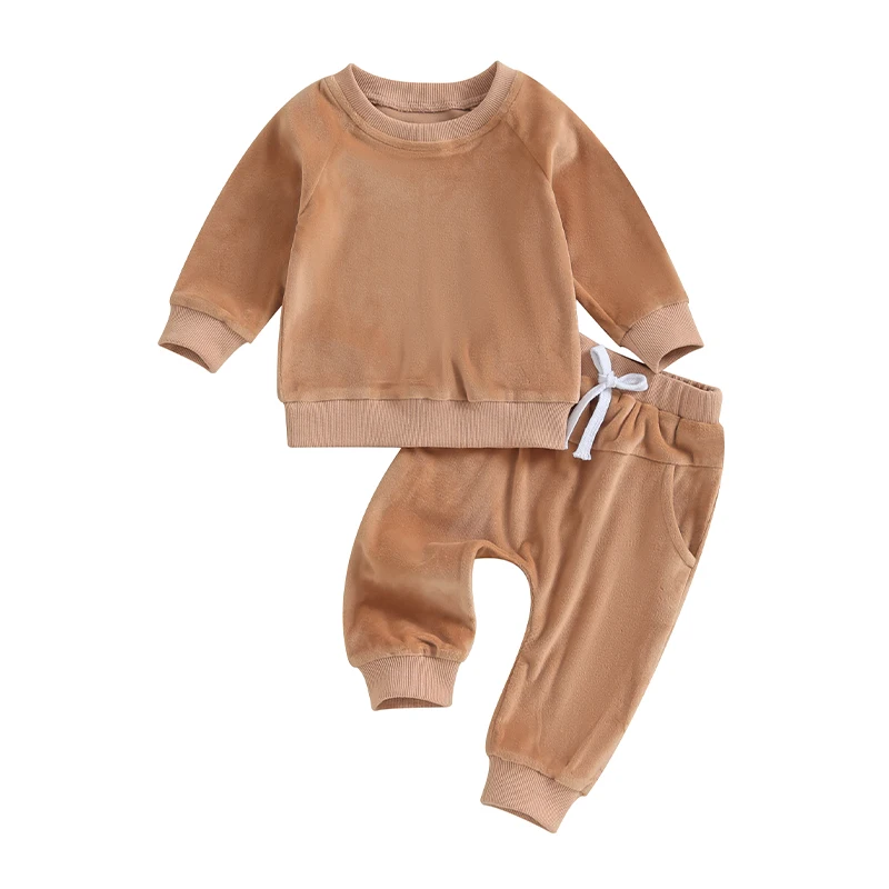 Toddler Boys Girls Fall Outfits Solid Color Long Sleeve Velvet Sweatshirts and Elastic Waist Long Pants 2Pcs Clothes Set
Toddler Boys Girls Fall Outfits Solid Color Long Sleeve Velvet Sweatshirts and Elastic Waist Long Pants 2Pcs Clothes Set