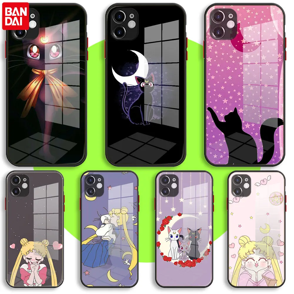 BANDAI Black Soft Glass Case For iPhone 13 11 12 Mini Pro Max XS XR X 7 8 6 Plus SE2 Silicone Cover Sailor Moon Luna Cat Custom
BANDAI Black Soft Glass Case For iPhone 13 11 12 Mini Pro Max XS XR X 7 8 6 Plus SE2 Silicone Cover Sailor Moon Luna Cat Custom