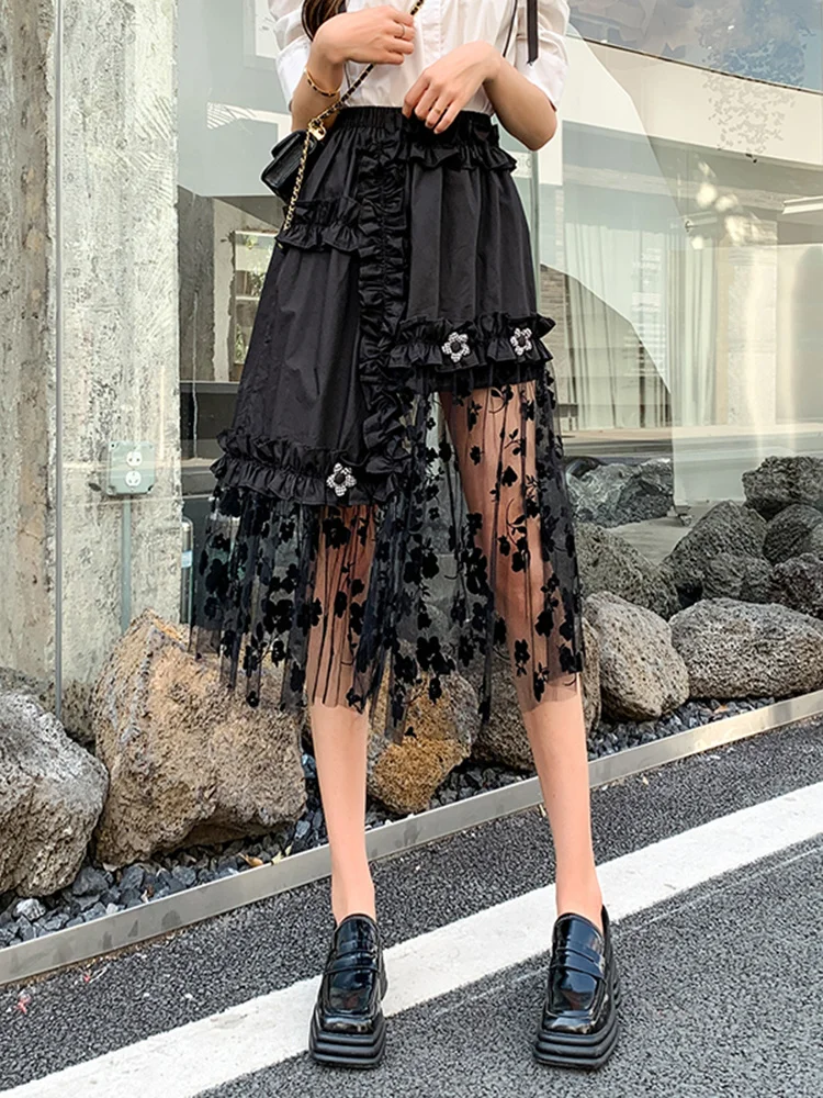 Elegant High Waist A-line Patchwork Mesh Print Skirt Women Sweet Pleated 2022 Summer New All-match Clothing B731
Elegant High Waist A-line Patchwork Mesh Print Skirt Women Sweet Pleated 2022 Summer New All-match Clothing B731