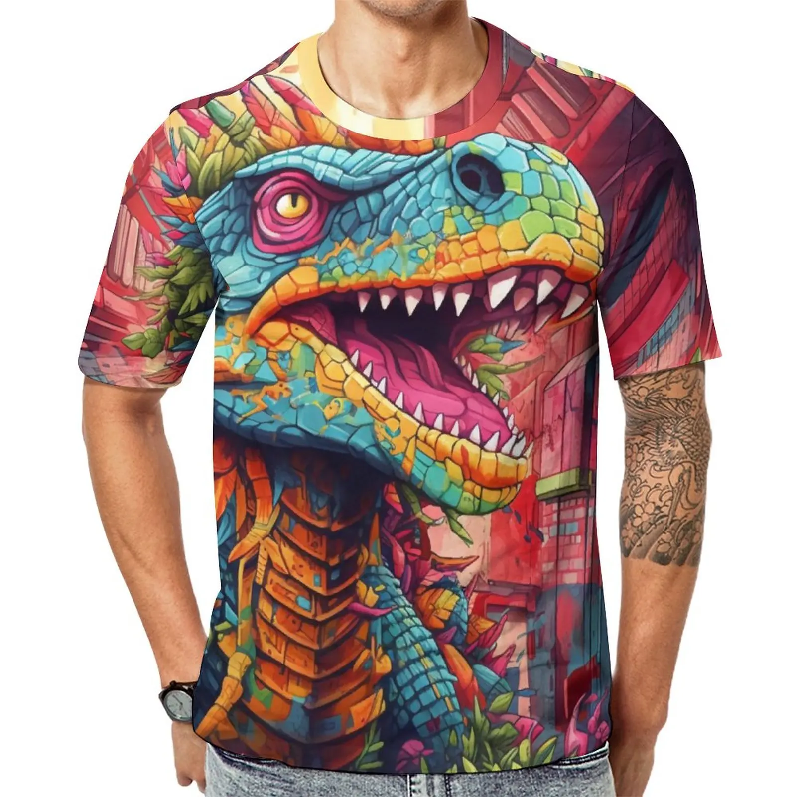 Dinosaur T-Shirt Hand Painted Wall Graffiti Fashion T-Shirts Couple Awesome Tee Shirt Summer Short-Sleeved Print Tees Plus Size
Dinosaur T-Shirt Hand Painted Wall Graffiti Fashion T-Shirts Couple Awesome Tee Shirt Summer Short-Sleeved Print Tees Plus Size