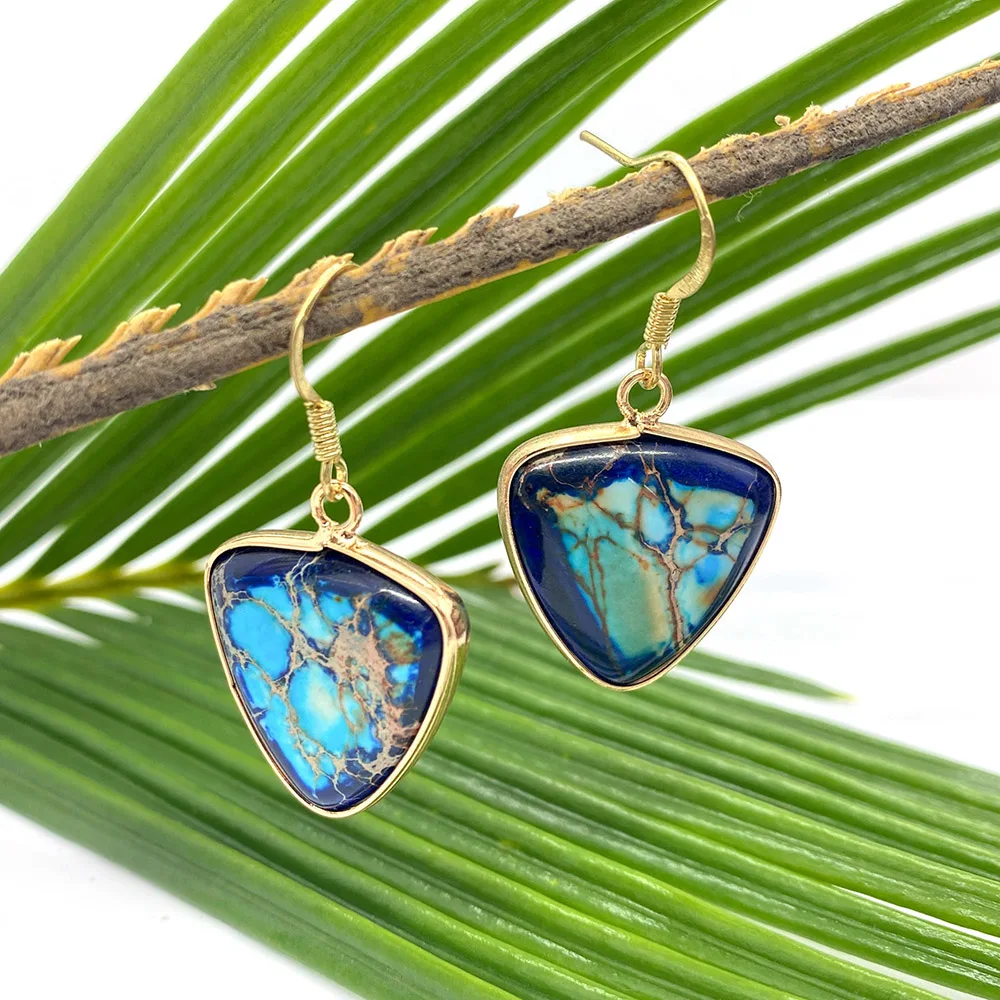 Synthetic Turquoise Earrings for Women Edging Charms Fashion Jewelry Accessories Triangle Stone Earrings Wedding Girl Gifts
Synthetic Turquoise Earrings for Women Edging Charms Fashion Jewelry Accessories Triangle Stone Earrings Wedding Girl Gifts