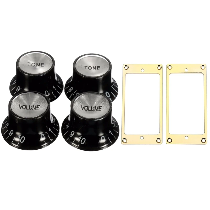 Guitar Knobs 2 Volumes And 2 Tones Silver Top Hat Bell & 2 Pcs Metal Flat Humbucker Cover Guitar Pickup Frame
Guitar Knobs 2 Volumes And 2 Tones Silver Top Hat Bell & 2 Pcs Metal Flat Humbucker Cover Guitar Pickup Frame